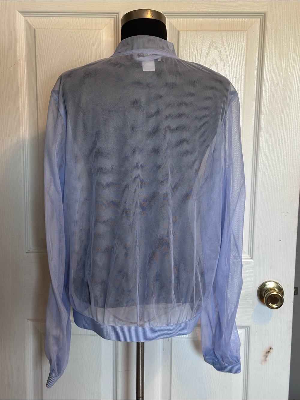 Adidas Track Top Jacket Sheer Mesh Tulle Periwinkle Blue & White Stripes Small - Picture 8 of 14
